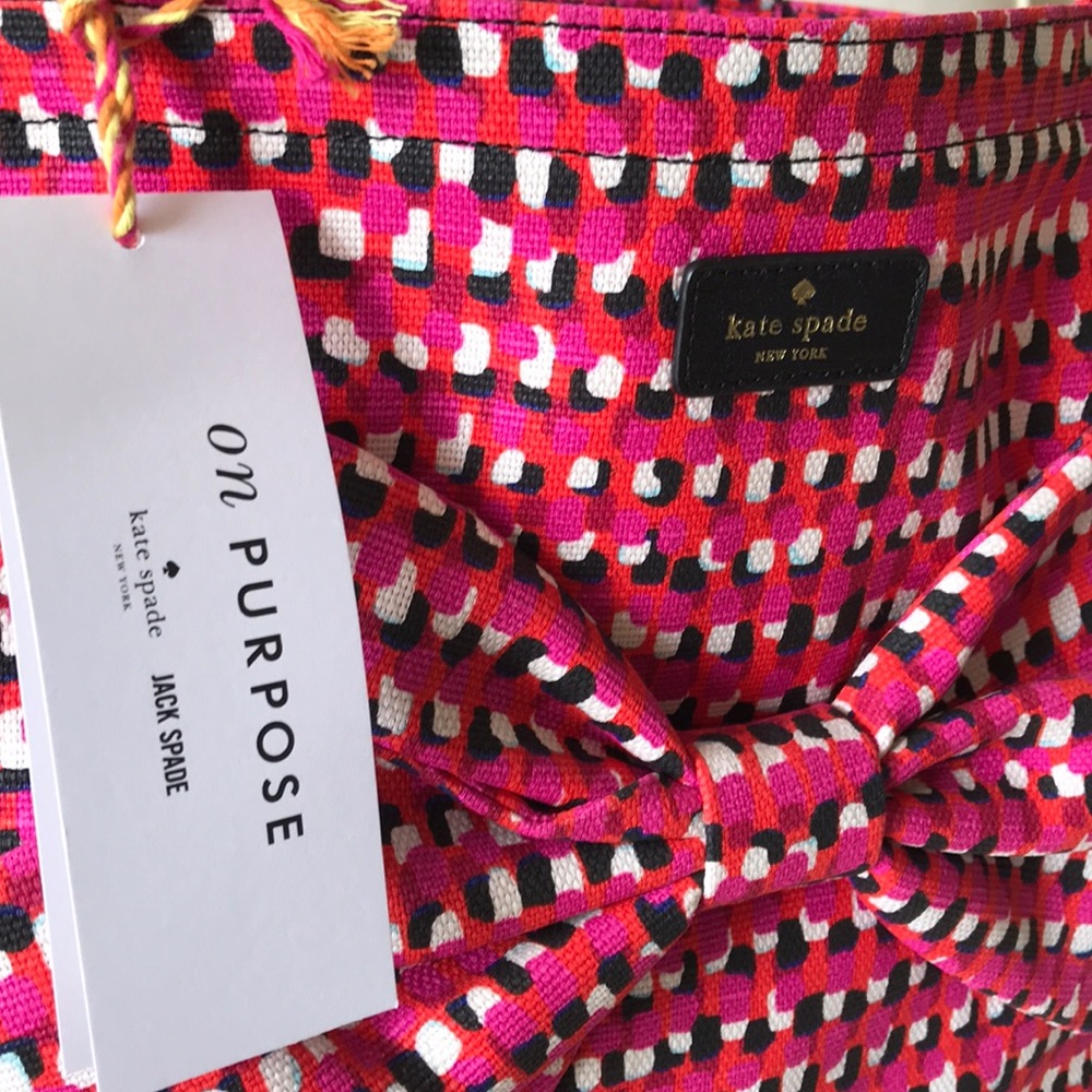 NWT Kate Spade Multi Red Pink Bow On Purpose Tote - Picture 3 of 6